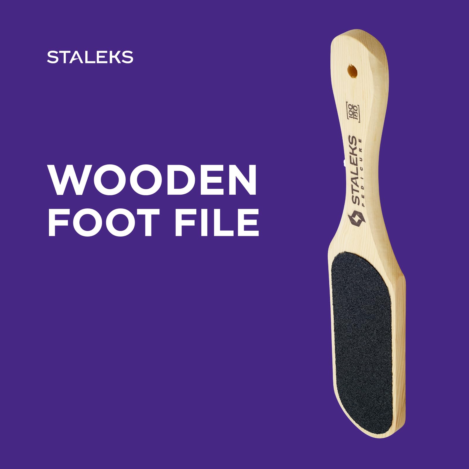 STALEKS Beauty & Care 10 Type 1 Wooden Foot File (100/180 Grit) – Straight Natural Alder Pedicure Tool for Smoothing & Polishing Rough Skin - Image 4