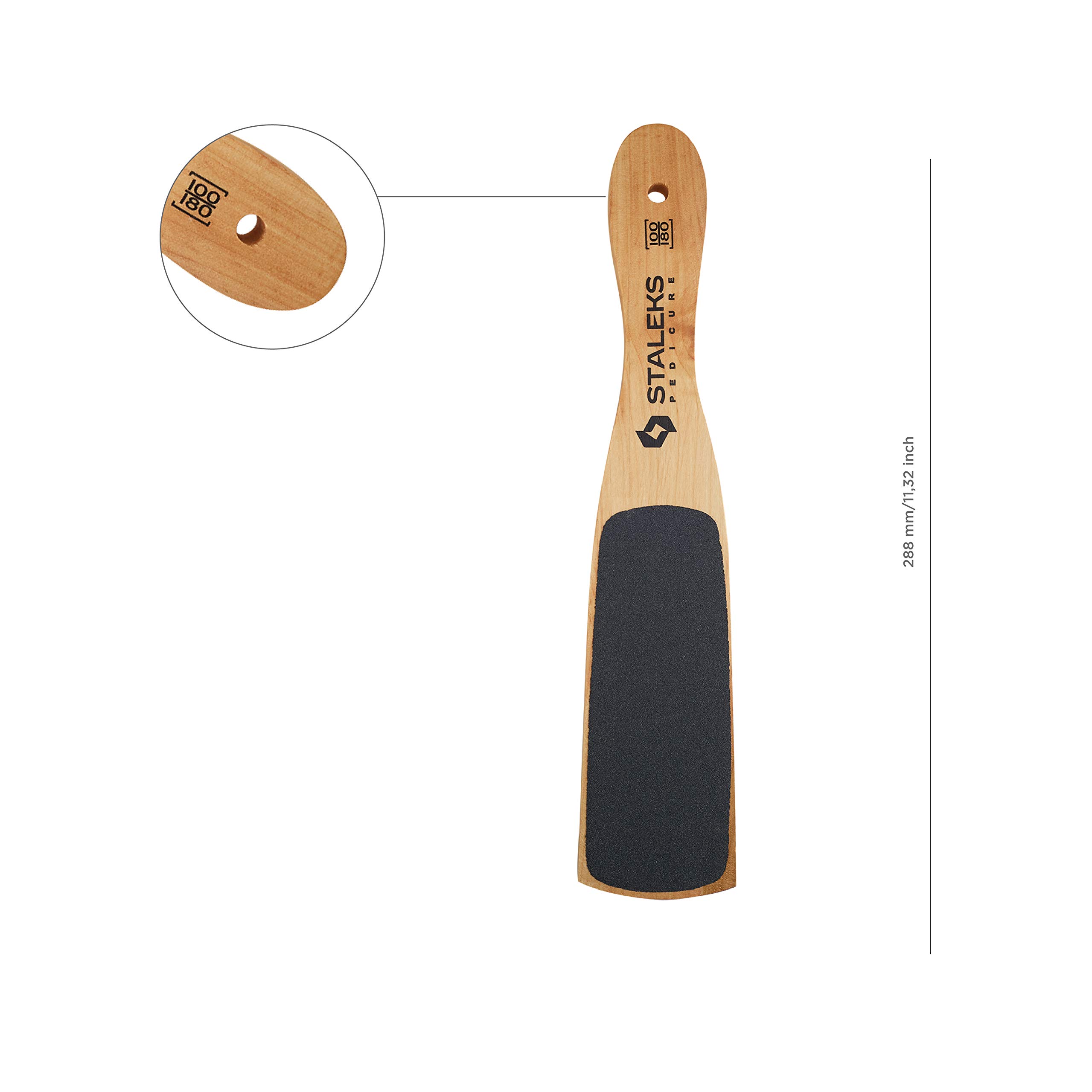 STALEKS Beauty & Care 10 Type 2 Wooden Foot File (100/180 Grit) – Ergonomic Dual-Sided Pedicure Tool with Convex/Concave Shape for Rough Skin - Image 3