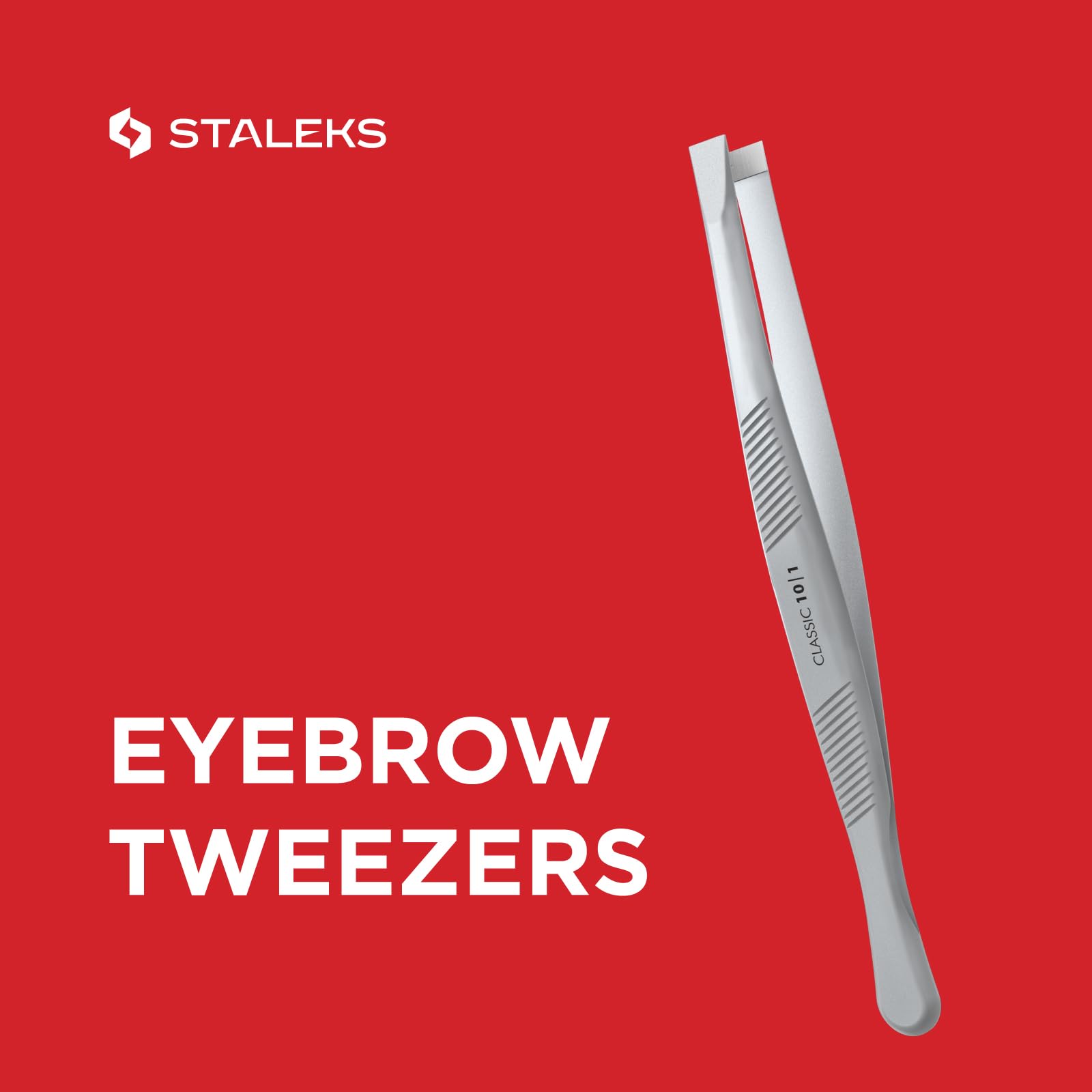 STALEKS CLASSIC 10 Type 1 Eyebrow Tweezers – Wide Straight Stainless Steel for Thick Brows & Precise Home Hair Removal - Image 4