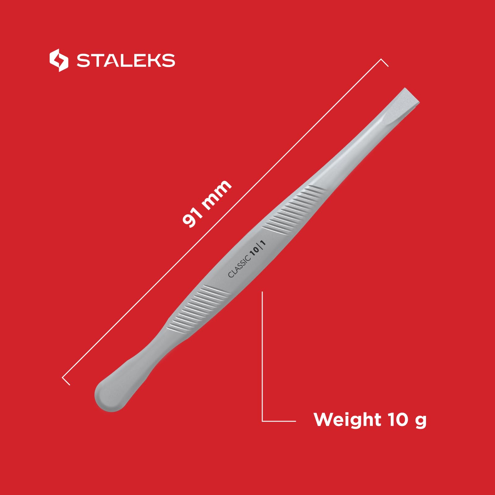 STALEKS CLASSIC 10 Type 1 Eyebrow Tweezers – Wide Straight Stainless Steel for Thick Brows & Precise Home Hair Removal - Image 7