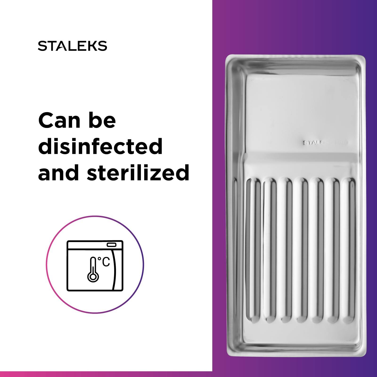 Staleks EXPERT 10 Tool Tray – Stainless Steel Organizer with Wavy Base – 195x90x19 mm for Storage and Disinfection - Image 6