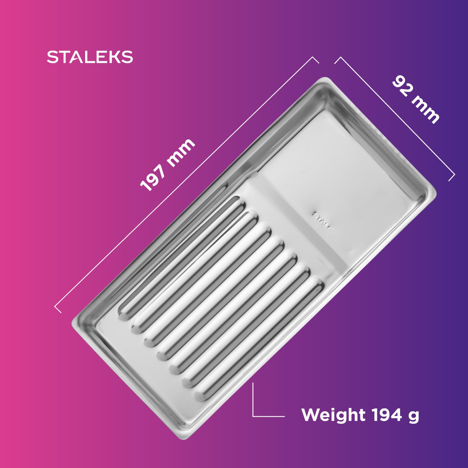 Staleks EXPERT 10 Tool Tray – Stainless Steel Organizer with Wavy Base – 195x90x19 mm for Storage and Disinfection - Image 7