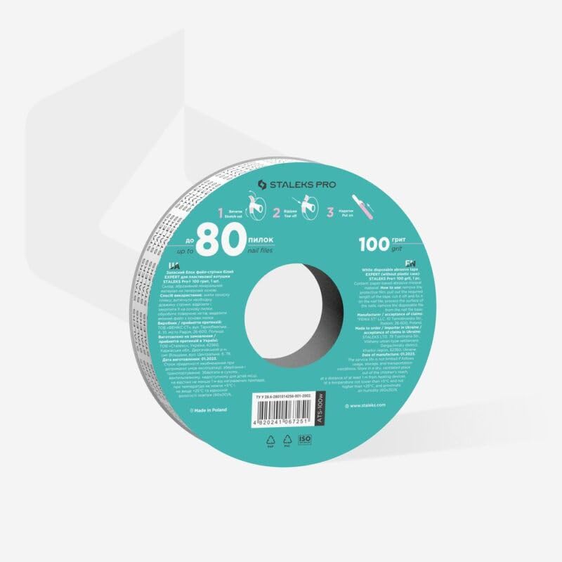 STALEKS PRO Expert Disposable White Abrasive Tape (100 Grit, 7m) Spare Block – Straight Nail File Spare Roll for Eco-Friendly Manicure & Pedicure - Image 3