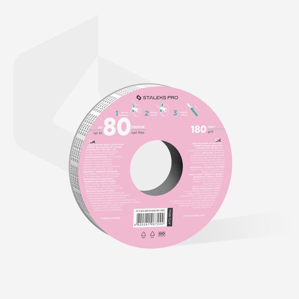 STALEKS PRO Expert Disposable White Abrasive Tape (180 Grit, 7m) Spare Block – Straight Nail File Spare Roll for Eco-Friendly Manicure & Pedicure - Image 3