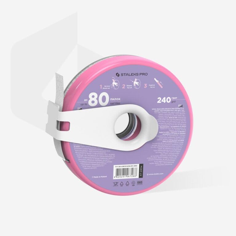 STALEKS PRO Expert Disposable White Abrasive Tape (240 Grit, 7m) in Plastic Case – Straight Nail File Abrasive Roll for Manicure & Pedicure - Image 3