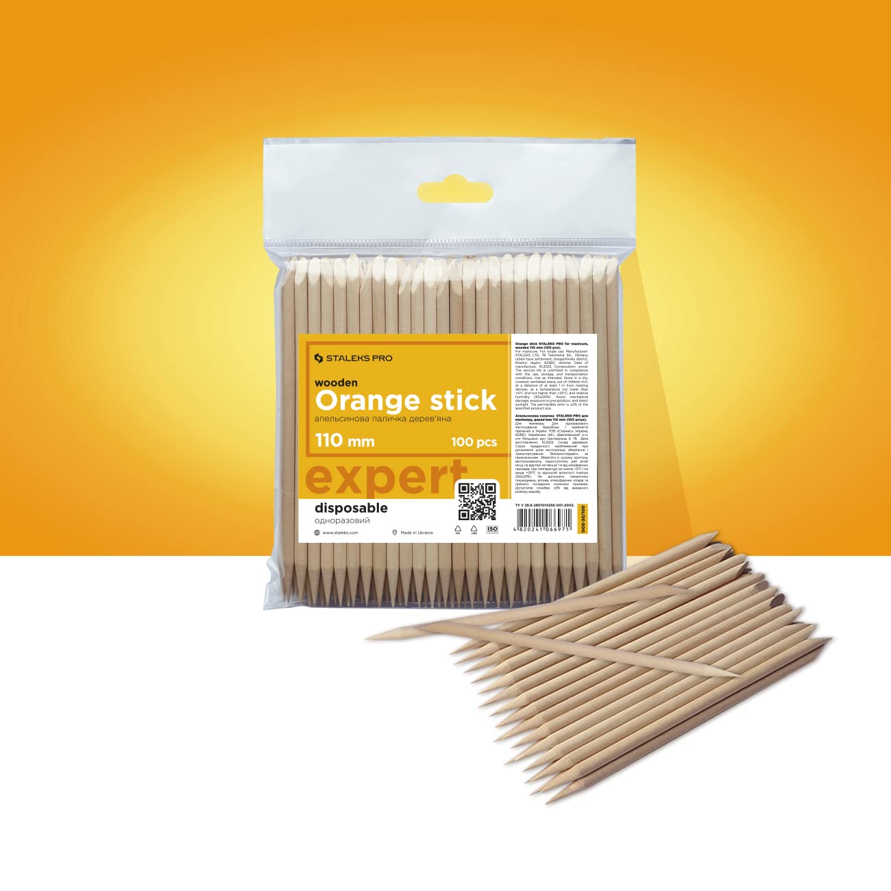STALEKS PRO EXPERT Wooden Orange Sticks (100 Pcs) – 150mm Natural Wood Manicure & Nail Art Tools for Professional & Home Use - Image 3