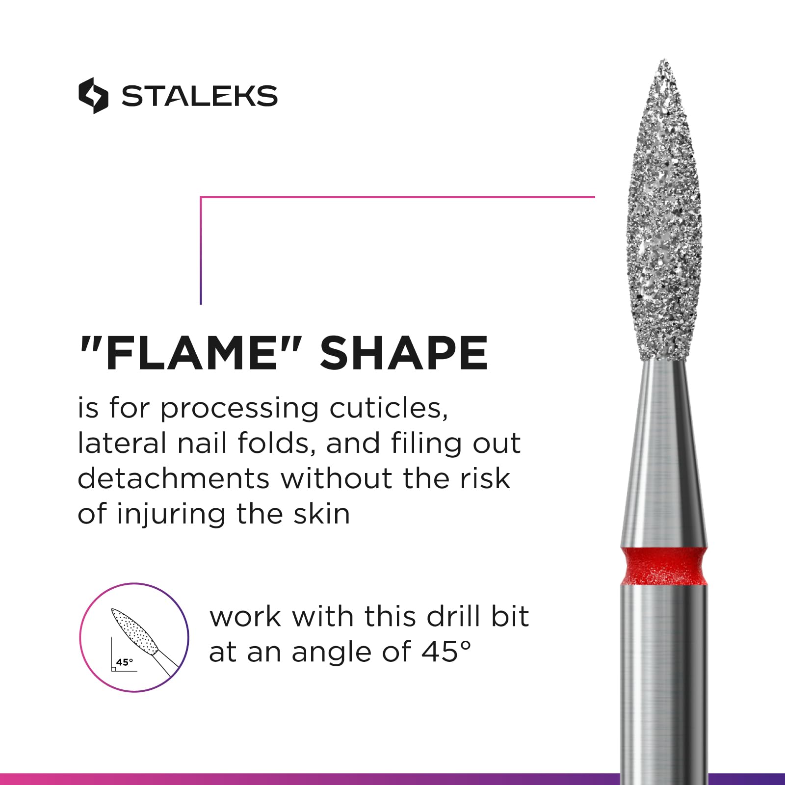 STALEKS Professional Manicure & Pedicure Set – Diamond Flame Drill Bit & Cuticle Nippers – For Lifting Cuticles and Delicate Skin Work - Image 6