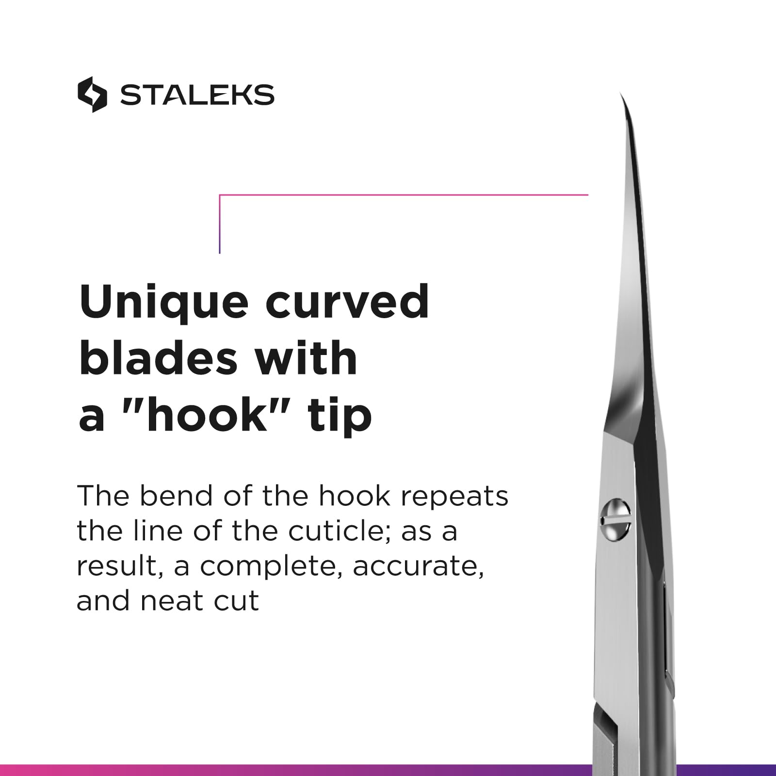 Staleks SMART Professional Manicure Set – Cuticle Scissors with Hook Tip & Double-Ended Pusher – Safe Cuticle Removal and Nail Cleaning - Image 4