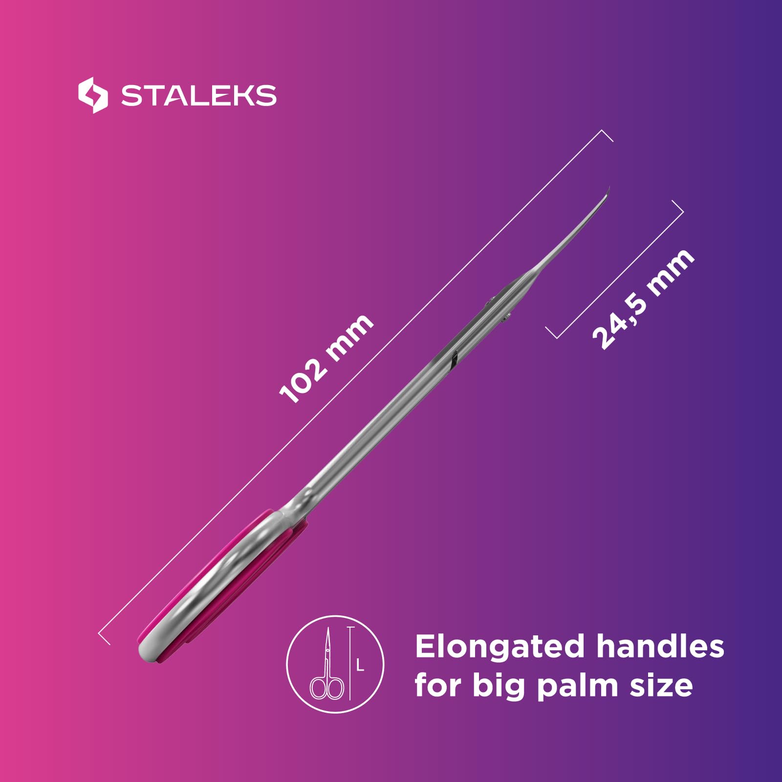 Staleks SMART Professional Manicure Set – Cuticle Scissors with Hook Tip & Double-Ended Pusher – Safe Cuticle Removal and Nail Cleaning - Image 8